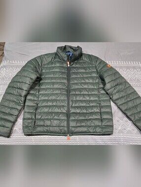 SAVE THE DUCK Olive Green Lightweight Puffer Jacket